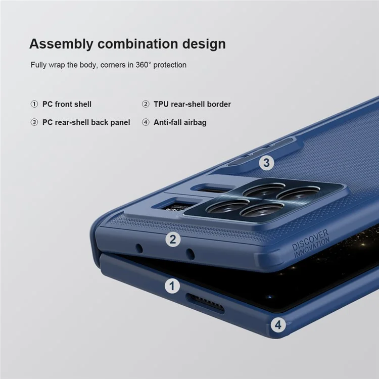Nillkin Super Frosted Shield Pliegue Para Xiaomi Mix Plegable 3 5 g Case de Teléfono Plegable PC + TPU Matte Teléfono Cubierta - Azul