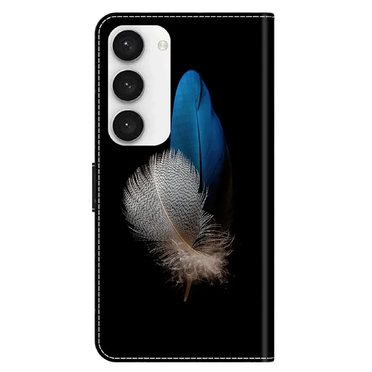 Pour Samsung Galaxy S23 FE Wallet Leather Phone Case 3D Pattern Printing Phone Stand Cover - Two Feathers
