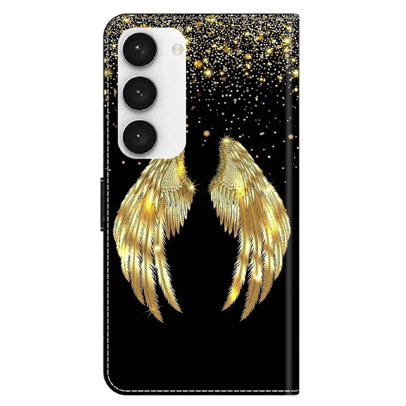 For Samsung Galaxy S23 FE Wallet Leather Phone Case 3D Pattern Printing Phone Stand Cover - Gold Wing