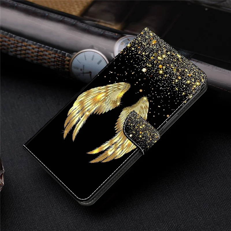 For Samsung Galaxy S23 FE Wallet Leather Phone Case 3D Pattern Printing Phone Stand Cover - Gold Wing