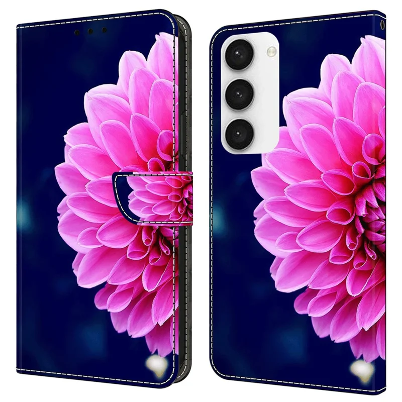 For Samsung Galaxy S23 FE Wallet Leather Phone Case 3D Pattern Printing Phone Stand Cover - Pink Flowers