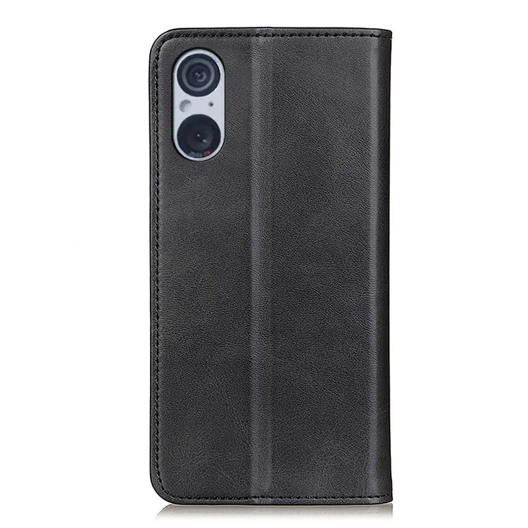 Per Sony Xperia 5 V Custodia per telefono Texture in pelle bovina Custodia a portafoglio antiurto Split Leather - Nero