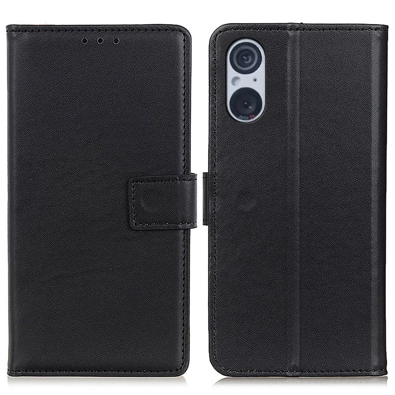 Para Sony Xperia 5 V Capa de Telefone Couro PU à prova de choques Textura Stand Smartphone Case - Preto