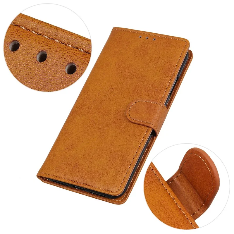 For Sony Xperia 5 V Leather Phone Case Scratch Resistant Cowhide Texture Wallet Stand Cover - Brown