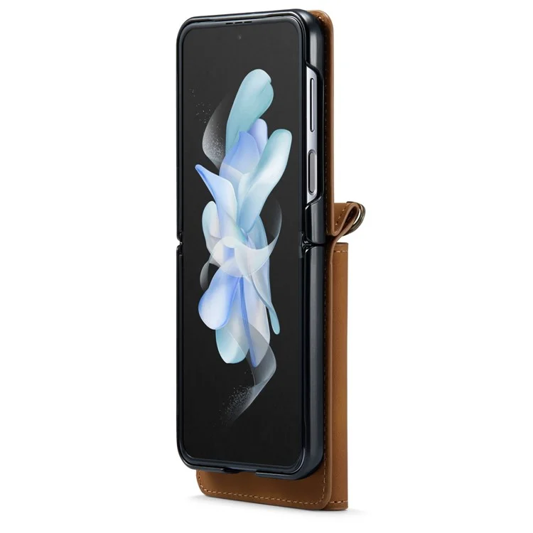Étui portefeuille 2 en 1 amovible en cuir + PC avec support magnétique pour Samsung Galaxy Z Flip3 5G - Marron