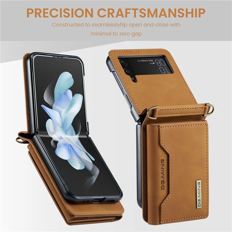 Étui portefeuille 2 en 1 amovible en cuir + PC avec support magnétique pour Samsung Galaxy Z Flip3 5G - Marron