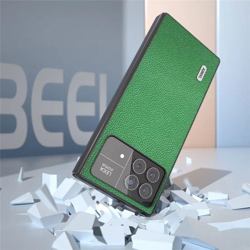 ABEEL For Xiaomi Mix Fold 3 5G Litchi Texture Protective Cover Genuine Cow Leather+PC Phone Case - Green