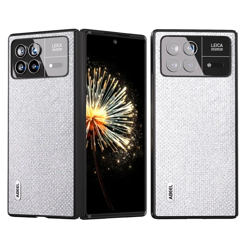 ABEEL For Xiaomi Mix Fold 3 5G PU Leather Coated PC Rhinestone Texture Case Shockproof Phone Cover - Silver