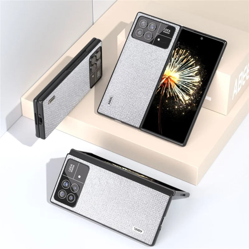 ABEEL For Xiaomi Mix Fold 3 5G PU Leather Coated PC Rhinestone Texture Case Shockproof Phone Cover - Silver