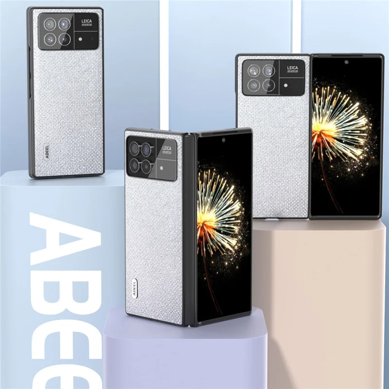 ABEEL For Xiaomi Mix Fold 3 5G PU Leather Coated PC Rhinestone Texture Case Shockproof Phone Cover - Silver