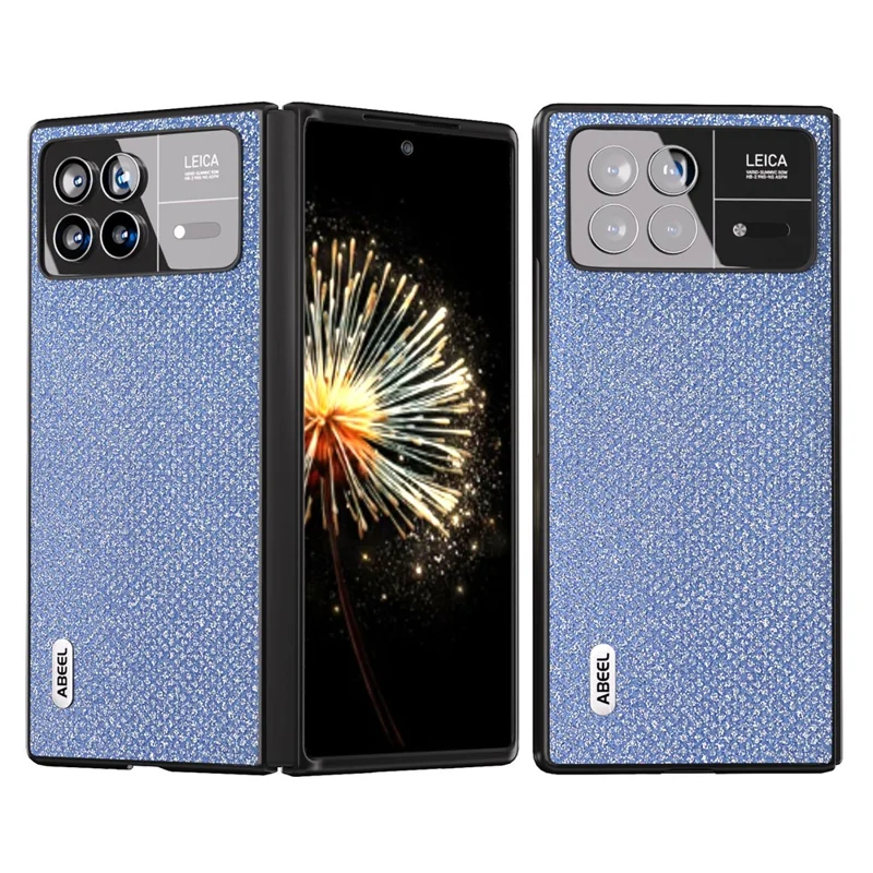ABEEL For Xiaomi Mix Fold 3 5G Funda de PC con revestimiento de piel de ante y textura de diamantes de imitación, a prueba de golpes - Azul