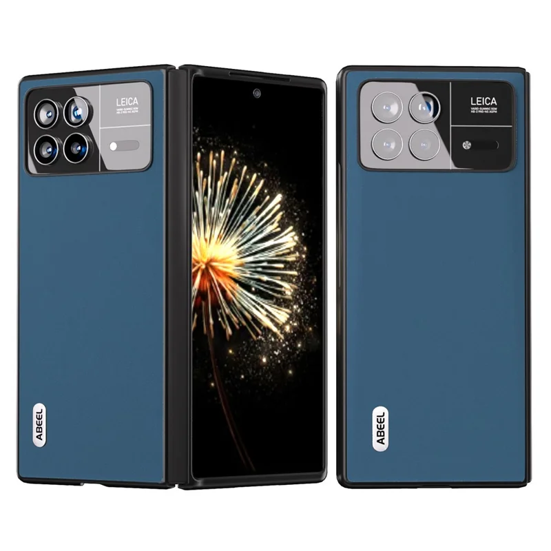 ABEEL For Xiaomi Mix Fold 3 5G Silky Feeling Phone Case Genuine Cow Leather Coated PC Shockproof Cover - Blue