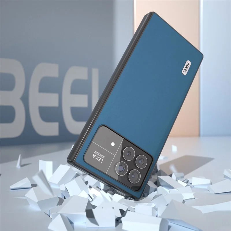 ABEEL For Xiaomi Mix Fold 3 5G Silky Feeling Phone Case Genuine Cow Leather Coated PC Shockproof Cover - Blue
