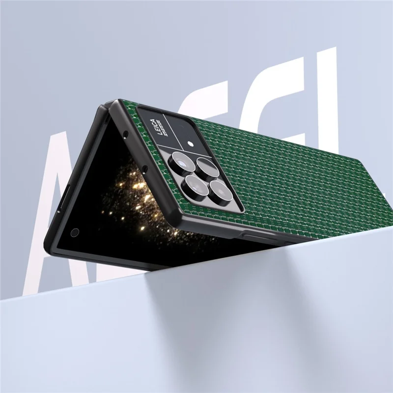 ABEEL For Xiaomi Mix Fold 3 5G Genuine Cow Leather Coated PC Case Luxury Texture Shockproof Phone Cover - Green