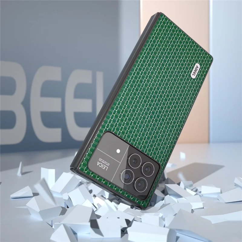 ABEEL For Xiaomi Mix Fold 3 5G Genuine Cow Leather Coated PC Case Luxury Texture Shockproof Phone Cover - Green