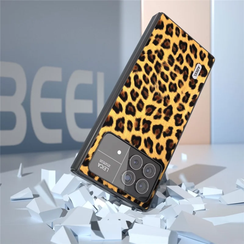ABEEL For Xiaomi Mix Fold 3 5G PU Leather+PC Back Cover Leopard Pattern Protective Shell Phone Case - Champagne Gold