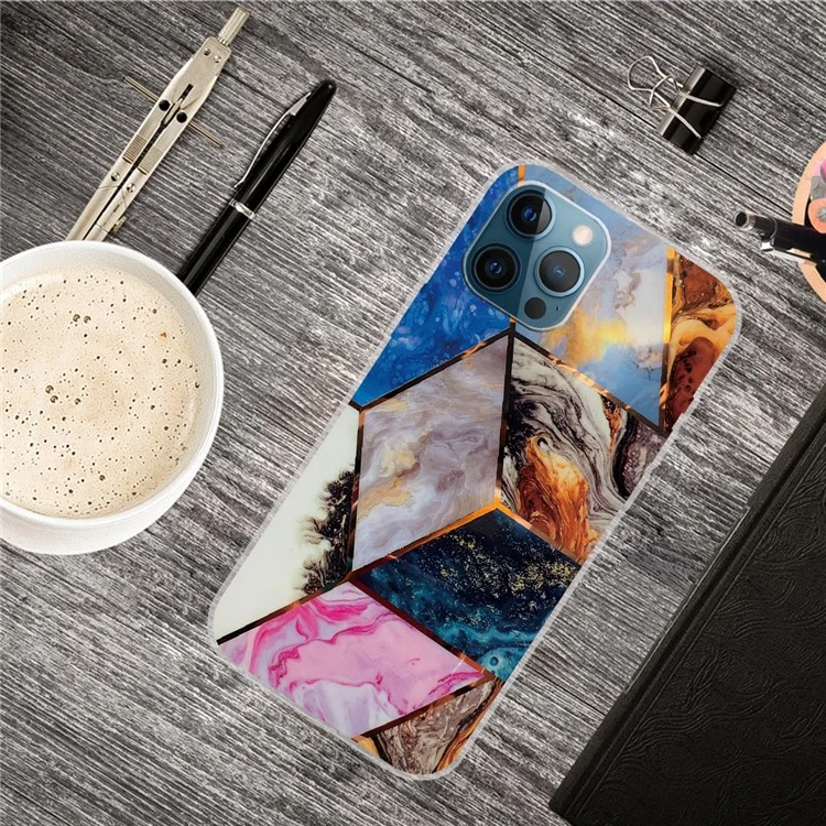 Für iPhone 15 Pro Max TPU IMD Telefon Schutzhülle Marmormustertorelle Mobile Back Cover, Stil A - Stil L