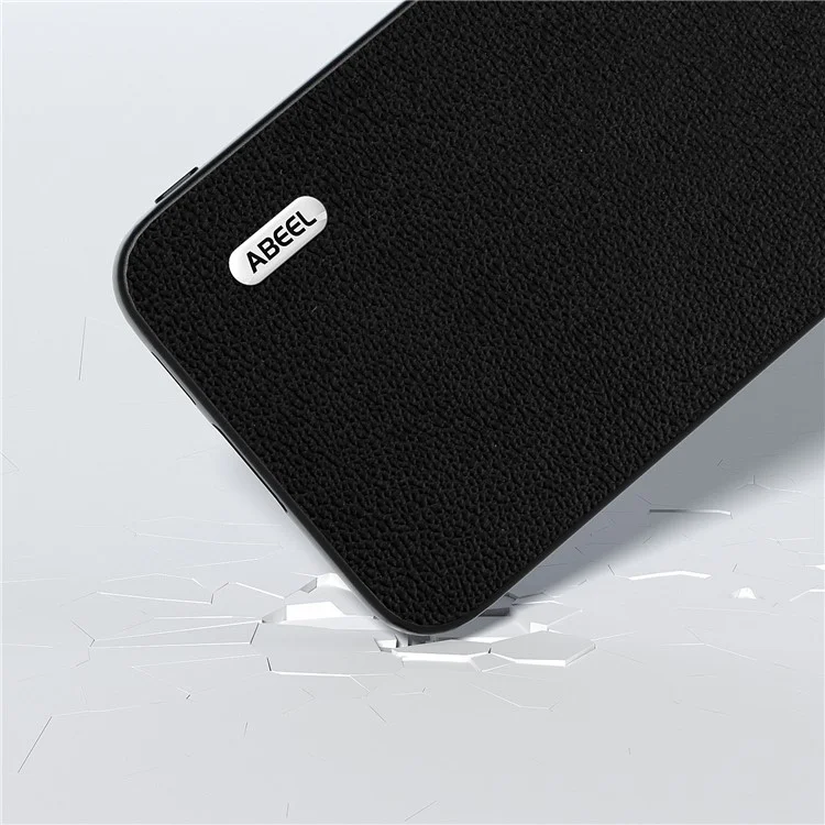 ABEEL For Sony Xperia 5 V Litchi Texture Protective Cover Genuine Cow Leather Coated PC+TPU Phone Case - Black