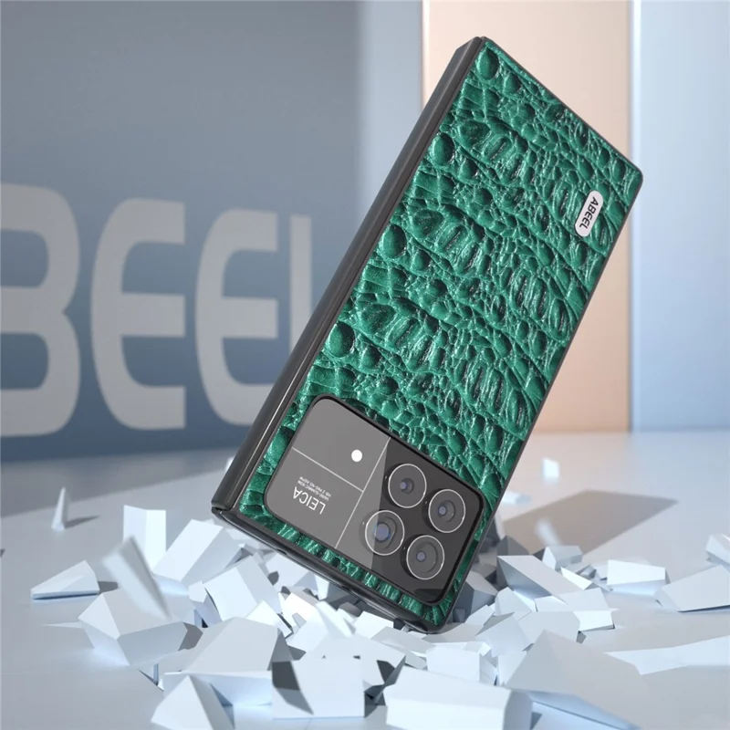 ABEEL For Xiaomi Mix Fold 3 5G Genuine Cow Leather+PC No-Slip Case Canopy Texture Phone Cover - Green