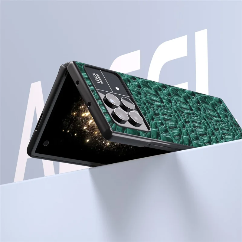 ABEEL For Xiaomi Mix Fold 3 5G Genuine Cow Leather+PC No-Slip Case Canopy Texture Phone Cover - Green