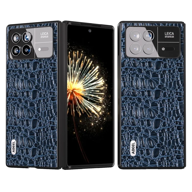 ABEEL For Xiaomi Mix Fold 3 5G Genuine Cow Leather+PC No-Slip Case Canopy Texture Phone Cover - Blue