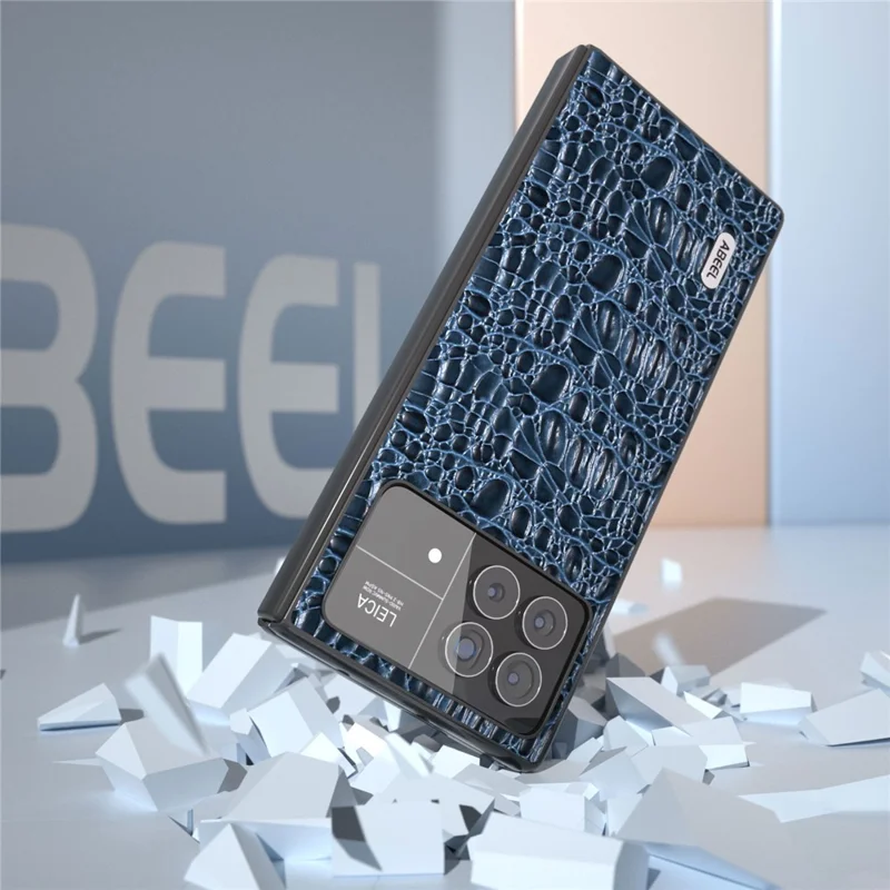 ABEEL For Xiaomi Mix Fold 3 5G Genuine Cow Leather+PC No-Slip Case Canopy Texture Phone Cover - Blue