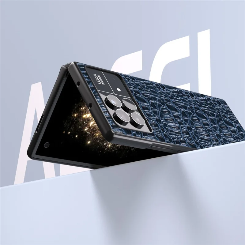ABEEL For Xiaomi Mix Fold 3 5G Genuine Cow Leather+PC No-Slip Case Canopy Texture Phone Cover - Blue