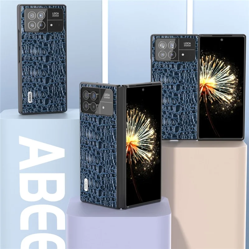 ABEEL For Xiaomi Mix Fold 3 5G Genuine Cow Leather+PC No-Slip Case Canopy Texture Phone Cover - Blue