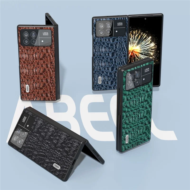 ABEEL For Xiaomi Mix Fold 3 5G Genuine Cow Leather+PC No-Slip Case Canopy Texture Phone Cover - Blue