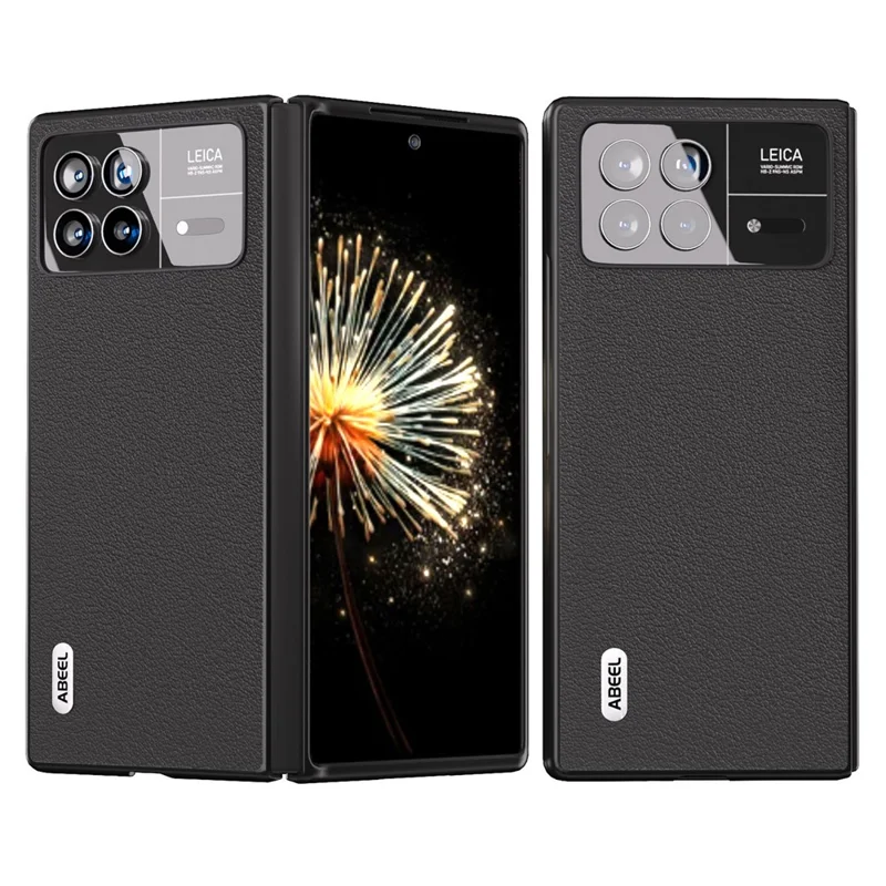 Для Xiaomi Mix Fold 3 5G Противоцарапное чехол для телефона Текстурированная настоящая коровья кожа+Чехол из ПК - Черный