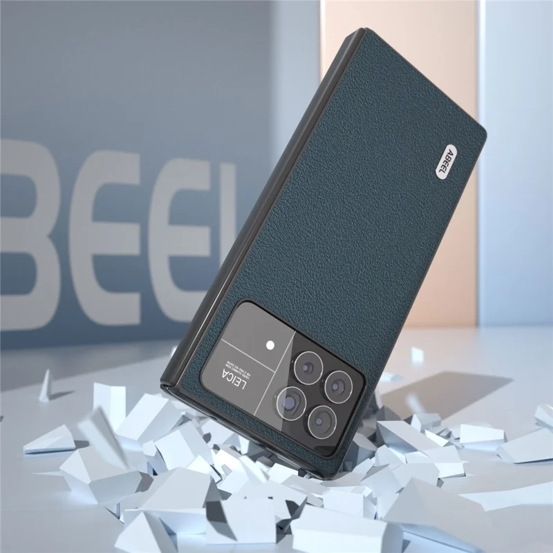 Per Xiaomi Mix Fold 3 5G Custodia Antigraffio per Telefono Texturizzata in Vera Pelle di Mucca+PC - Verde