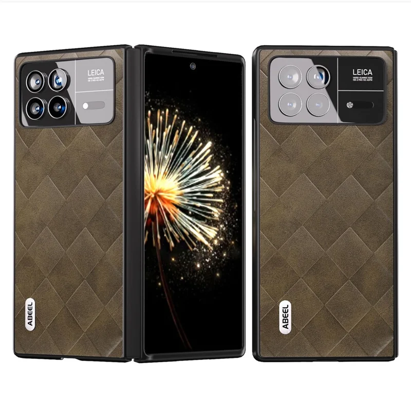 ABEEL For Xiaomi Mix Fold 3 5G Grid Texture Protective Case PU Leather+PC Drop Protection Phone Cover - Green