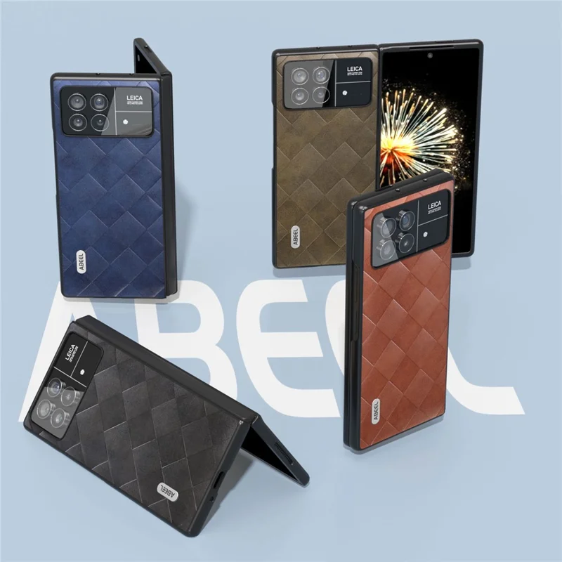 ABEEL For Xiaomi Mix Fold 3 5G Grid Texture Protective Case PU Leather+PC Drop Protection Phone Cover - Green