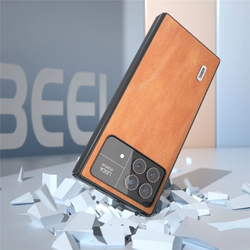 ABEEL Für Xiaomi Mix Fold 3 5G PU Leder beschichtet PC Anti-Drop Hülle Rindsleder-Textur Stoßfeste Handyhülle - Braun