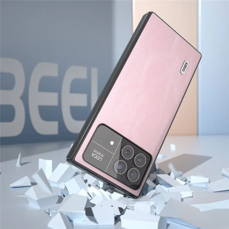 ABEEL For Xiaomi Mix Fold 3 5G PU Leather Coated PC Anti-Drop Case Cowhide Texture Shockproof Phone Cover - Pink