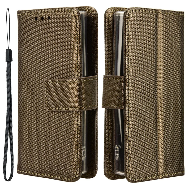 PU Leather Phone Case for Nokia 105 2G (2023) , Diamond Texture Stand Protective Phone Cover - Brown