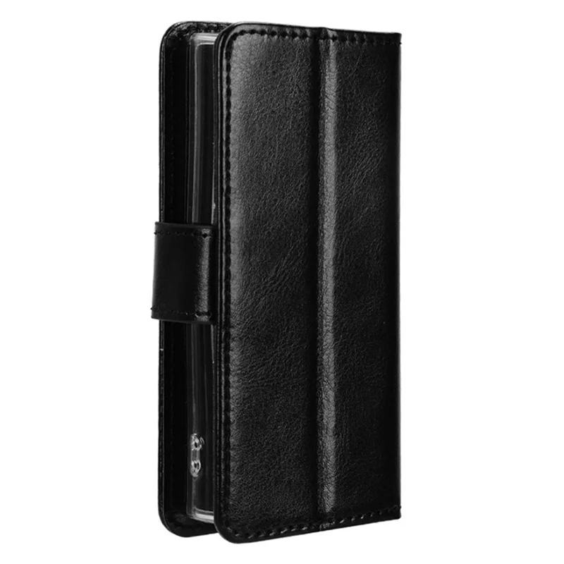 Phone Case for Nokia 105 4G (2023) Crazy Horse Texture PU Leather Anti-drop Wallet Stand Cover - Black