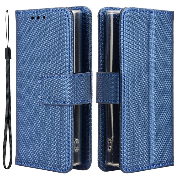Pour Nokia 105 4G (2023) Diamond Texture PU Leather Wallet Phone Case Protective Stand Cover - Blue