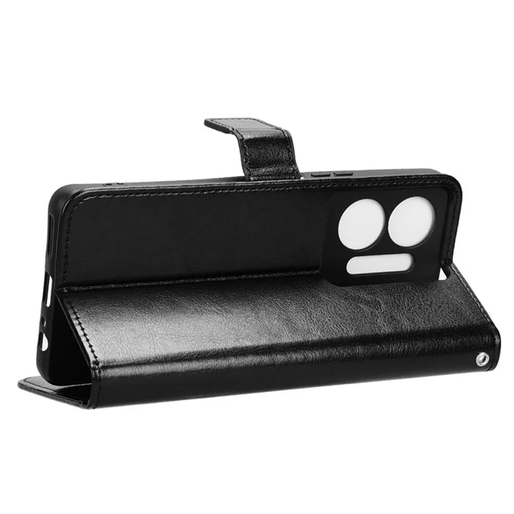 Per Infinix Hot 30 5G X6832 Crazy Horse Texture Anti-Drop Phone Case PU Leather Wallet Stand Cover - Nero