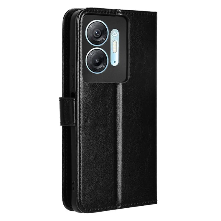 Per Infinix Hot 30 5G X6832 Crazy Horse Texture Anti-Drop Phone Case PU Leather Wallet Stand Cover - Nero
