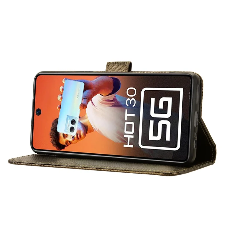 For Infinix Hot 30 5G / X6832 Diamond Texture PU Leather Stand Wallet Phone Case Protective Cover - Brown