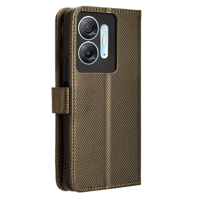 For Infinix Hot 30 5G / X6832 Diamond Texture PU Leather Stand Wallet Phone Case Protective Cover - Brown