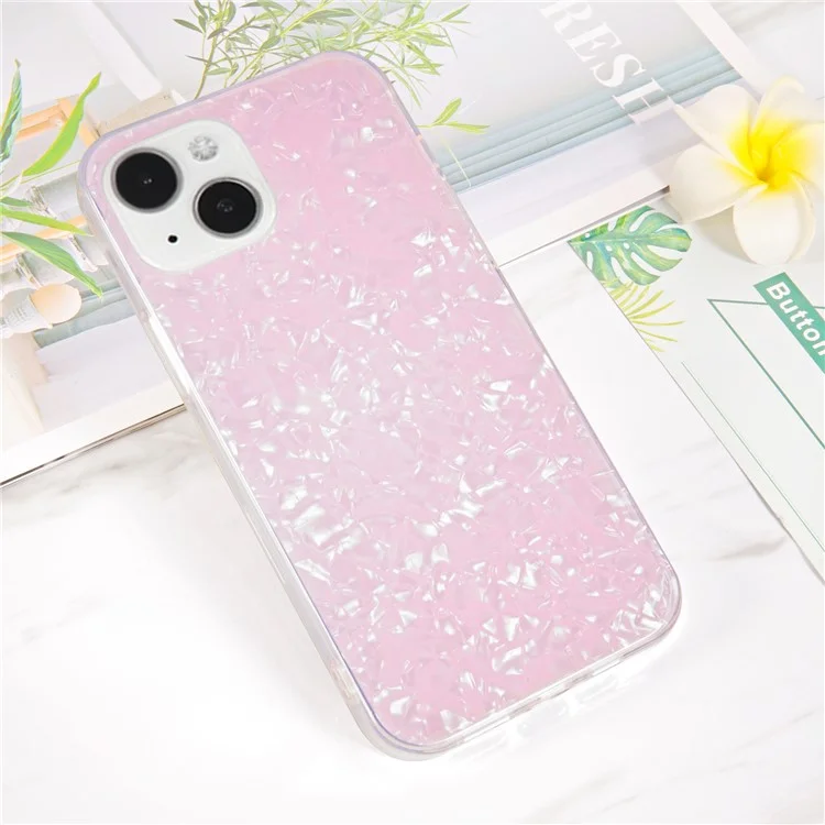 IPAKY For iPhone 15 Acrylic+TPU Collision Resistant Phone Case IMD Back Cover - Pink