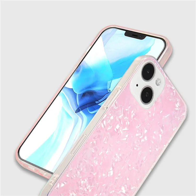 IPAKY For iPhone 15 Acrylic+TPU Collision Resistant Phone Case IMD Back Cover - Pink