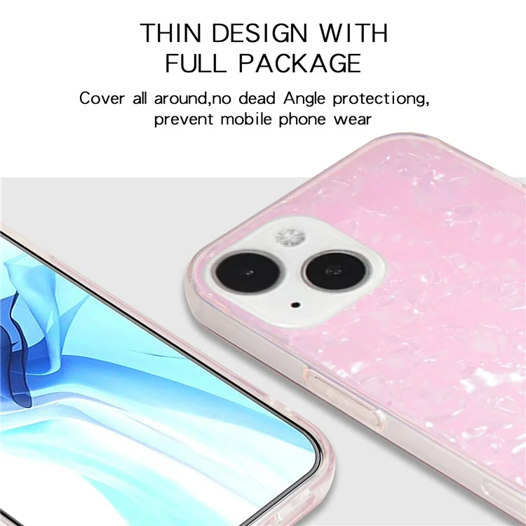 IPAKY For iPhone 15 Acrylic+TPU Collision Resistant Phone Case IMD Back Cover - Pink