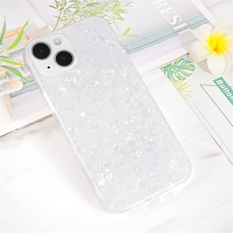 IPAKY For iPhone 15 Acrylic+TPU Collision Resistant Phone Case IMD Back Cover - White