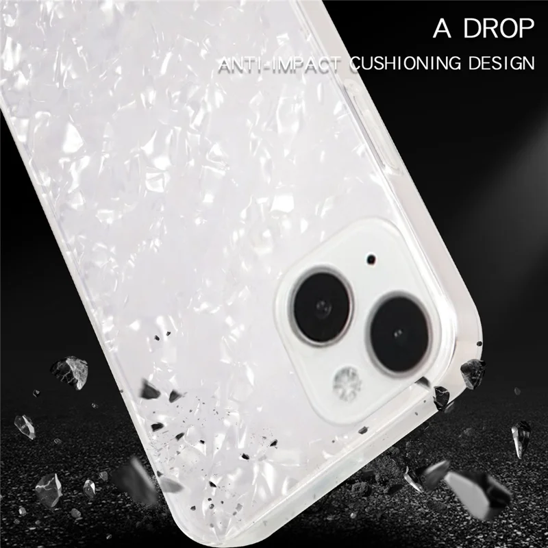 IPAKY For iPhone 15 Acrylic+TPU Collision Resistant Phone Case IMD Back Cover - White