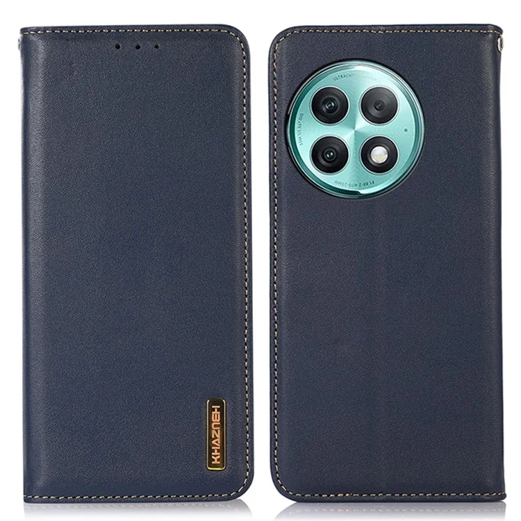 KHAZNEH Per OnePlus Ace 2 Pro 5G RFID Blocking Wallet Stand Cover Genuine Cow Leather Phone Case - Blu