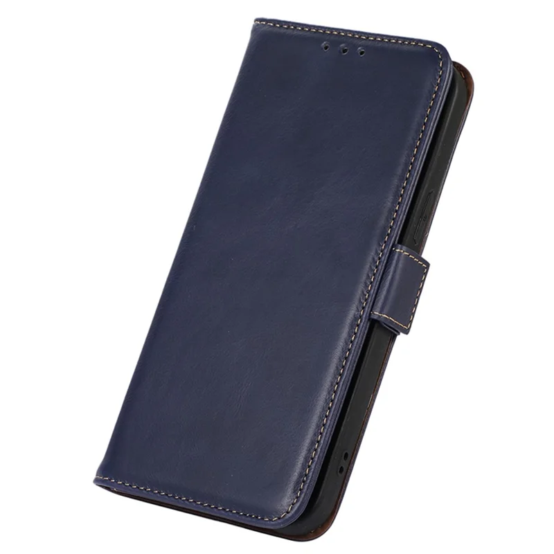 Genuine Cow Leather Phone Case for OnePlus Ace 2 Pro 5G RFID Blocking Wallet Stand Cover - Blue