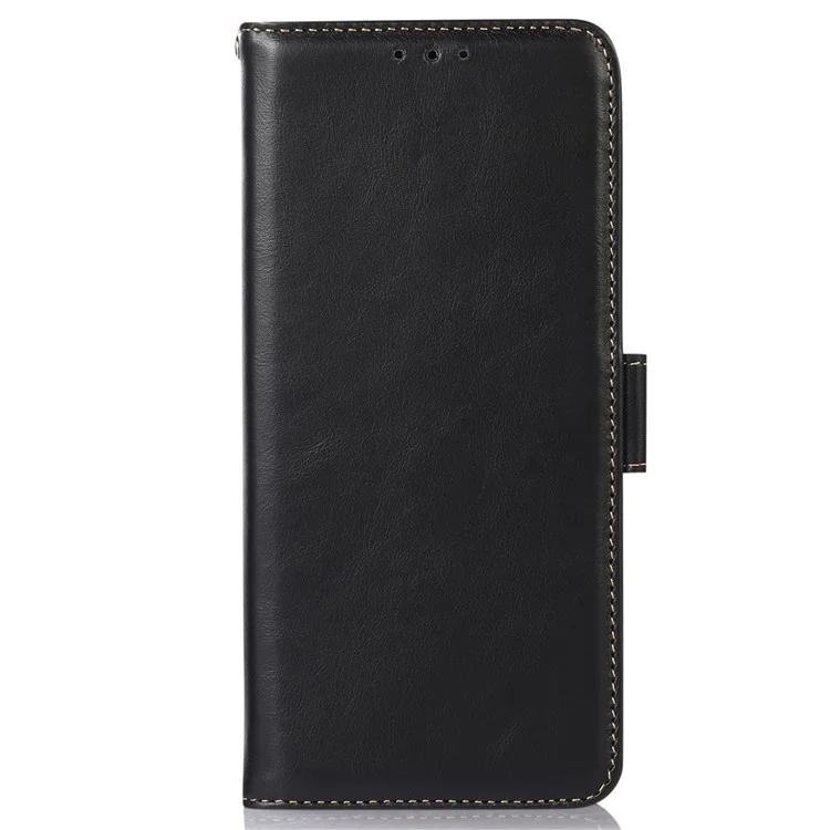 Custodia in vera pelle bovina per OnePlus Ace 2 Pro 5G con blocco RFID, supporto a portafoglio - Nera